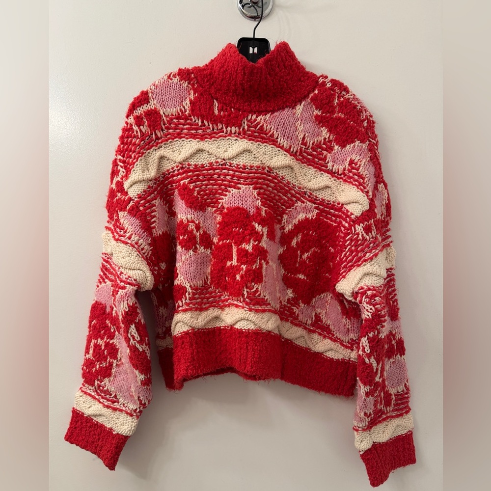 Zara Red and Pink Cowl Neck Sweater